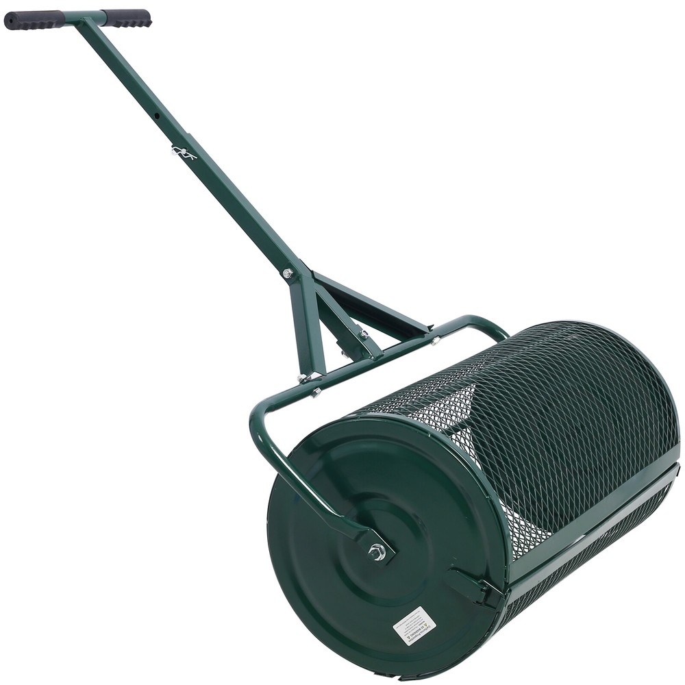 24" Compost Spreader Peat Moss Spreader Roller Lawn Spreader T shaped Handle USA