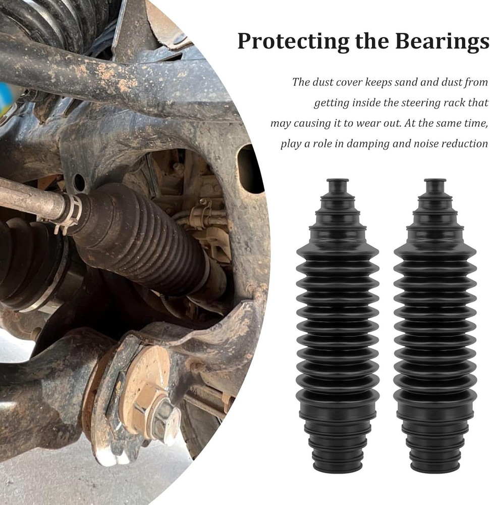 2PCS Inner Tie Rod Boot Kit Adjustable Rack Pinion Bellow Steering Boots Set