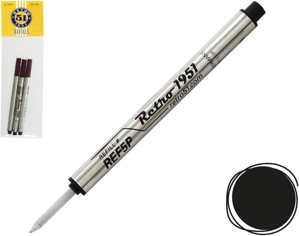 Tornado Rollerball Refill Bla - Premium rman Ink, Smooth