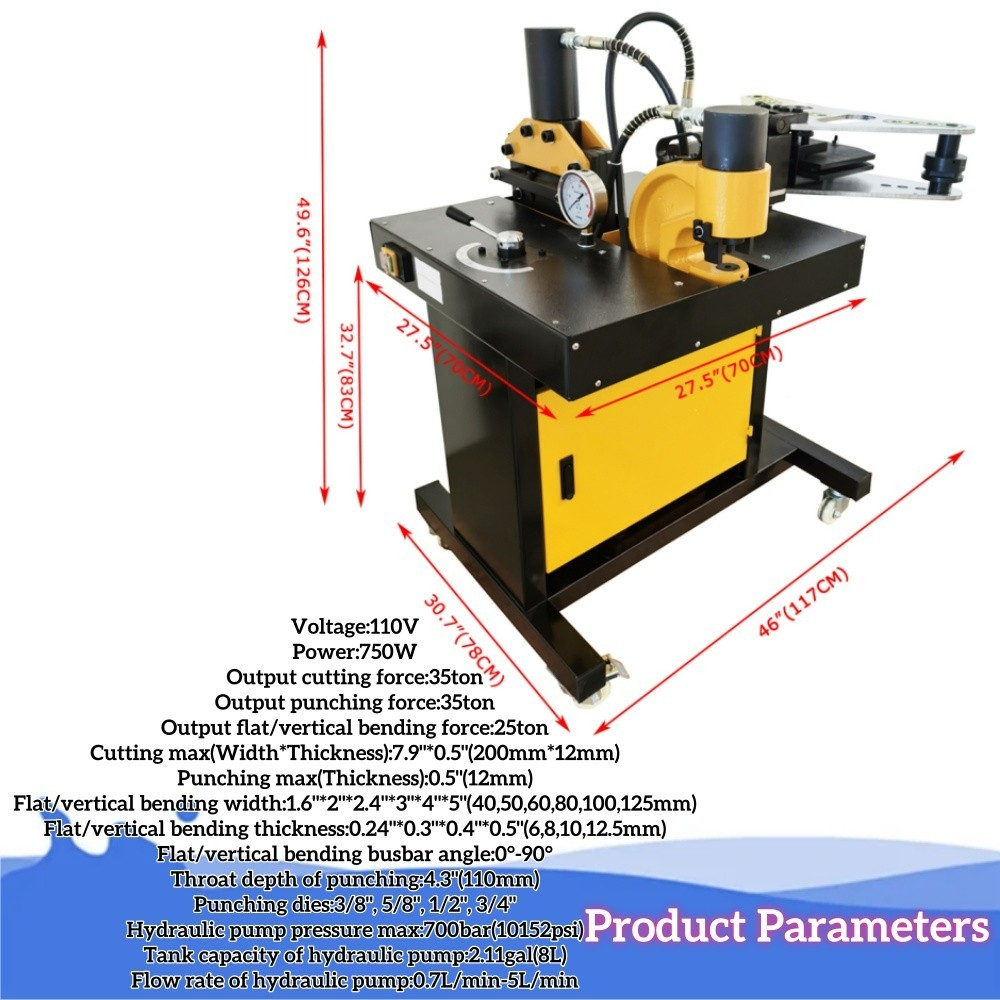 110V 4-in-1 Busbar Processing Machine Multifunctional Bus Machine Cutting Punch
