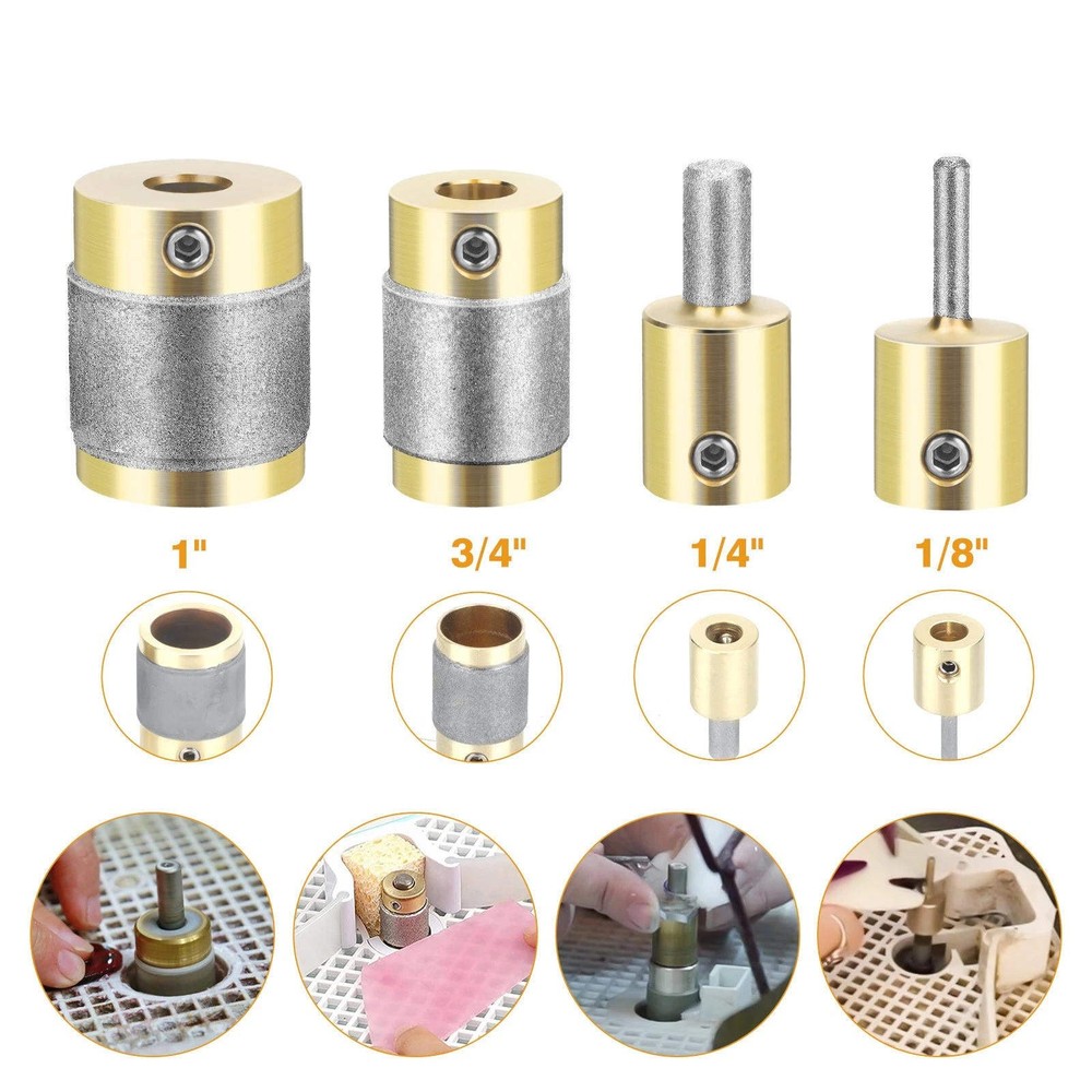 4PCS Diamond Bits for Stained Glass Grinder, Portable Grinding Accessories