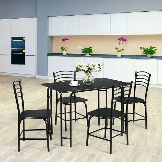 5 Pieces Wood Rectangular Dining Table Set