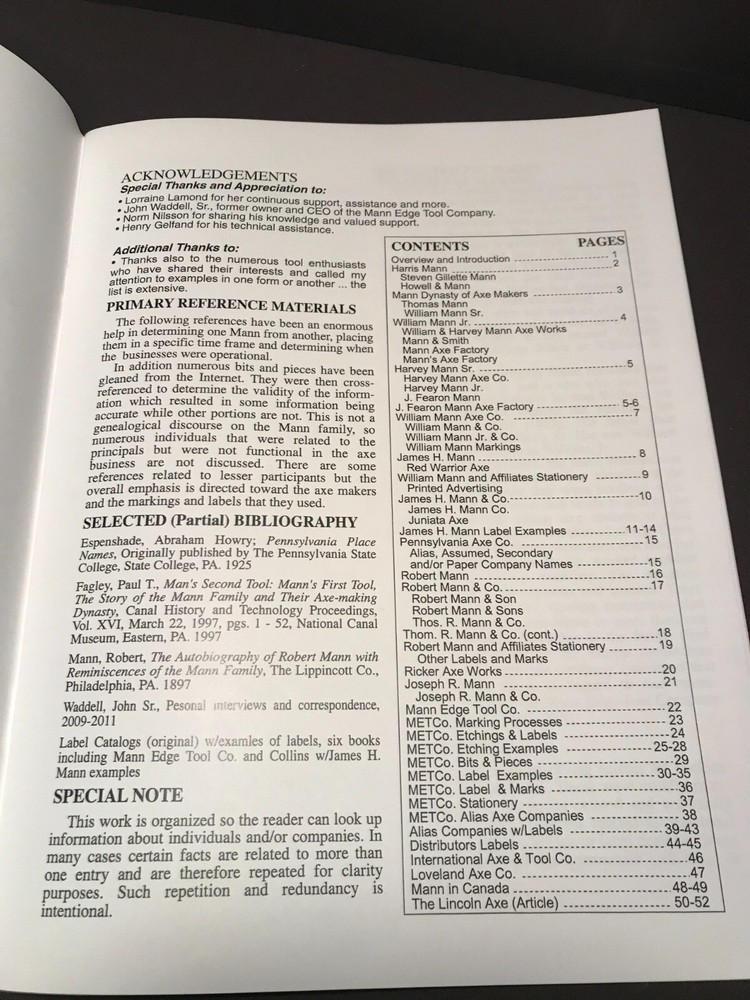 MANN AXE MAKING DYNASTY BOOKLET BY THOMAS LAMOND