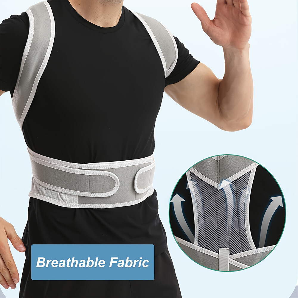 Black Back Support Brace - Ideal for Work/Exercise, Relieves Back Strain