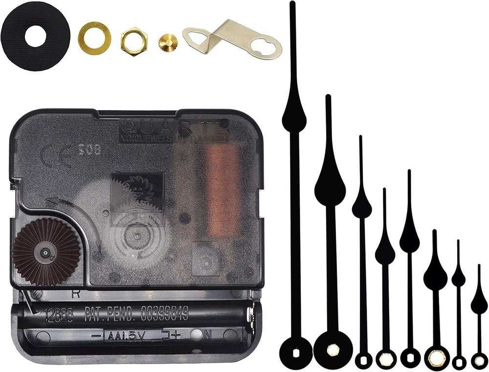 Elegant Black Quartz Clock Movement DIY Kit - Includes Hands & Hardware