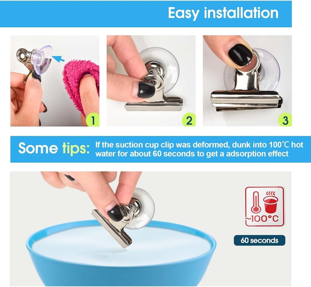 AccEncyc Suction Cup Clips for Windows 12Pcs Clear 12Pcs,