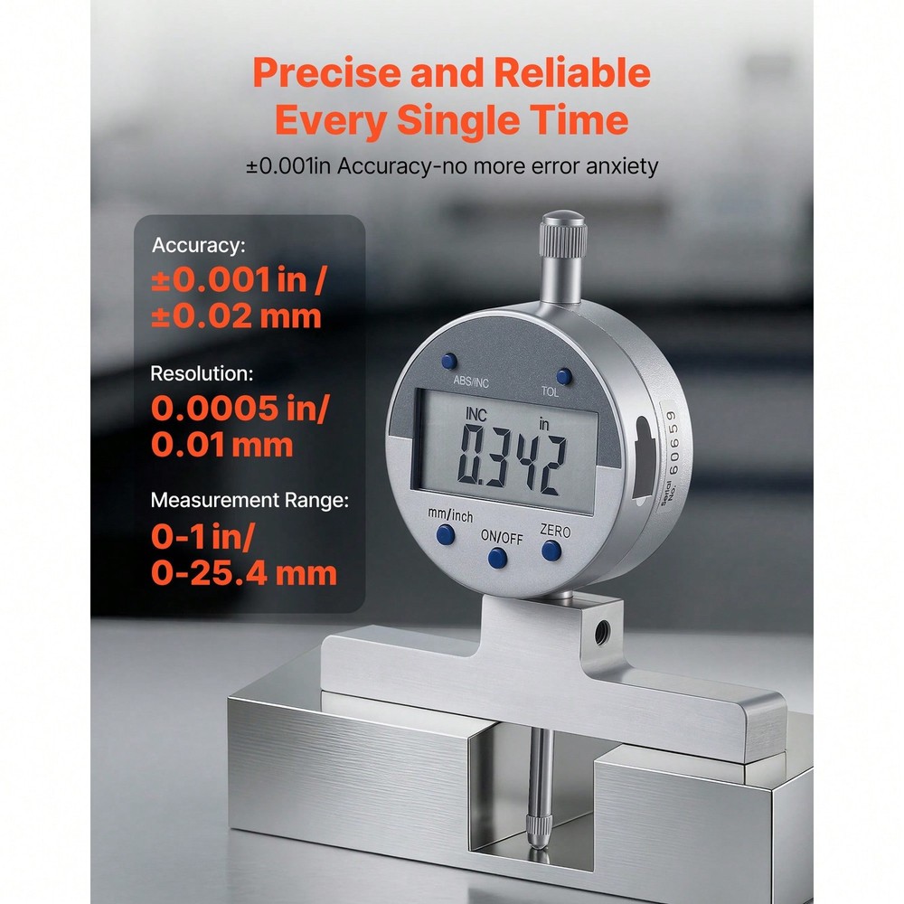Micrometer Set, Digital Outside LCD Screen, In/Mm Switch, Carbide Tip