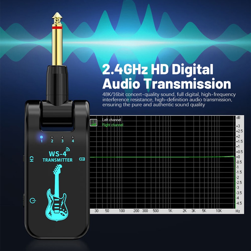 2.4GHz Wireless Guitar System Transmitter Receiver Rechargeable LED Display 40m*