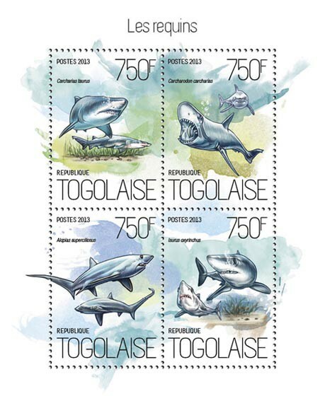 2013 TOGO MNH. SHARKS   |  Y&T Code: 3669-3672  |  Michel Code: 5406-5409
