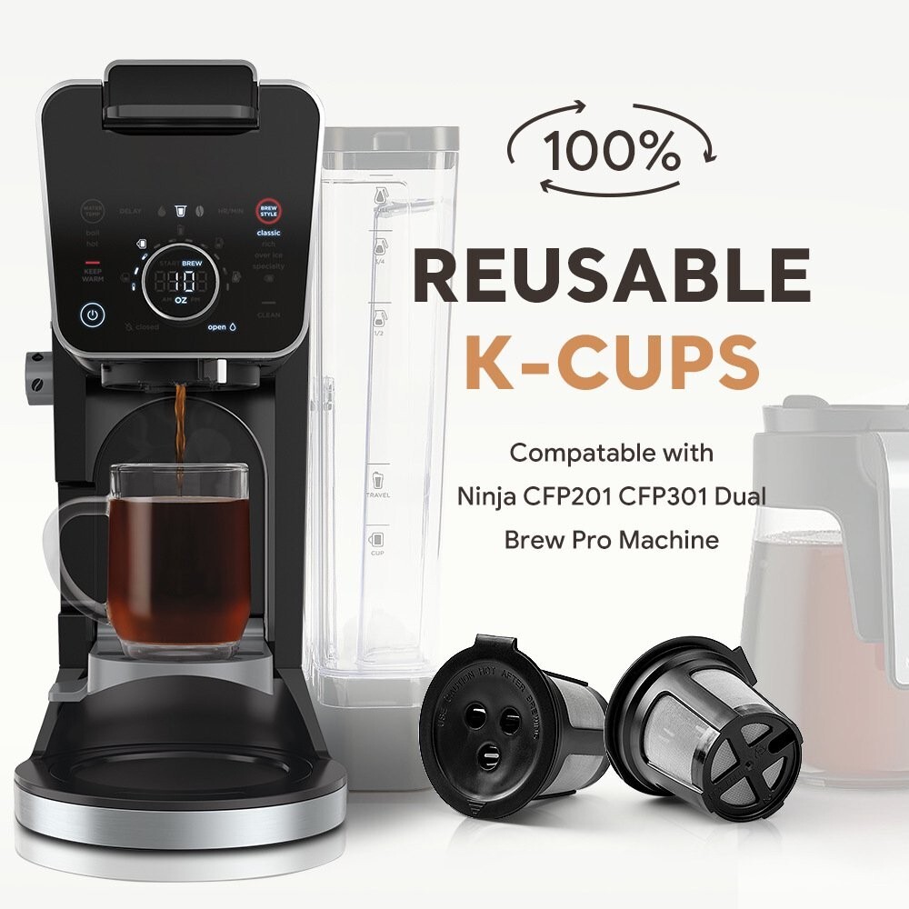 3 PACK Ninja Dual Brew Reusable Refillable K Cup Coffee Mesh Filter Pods