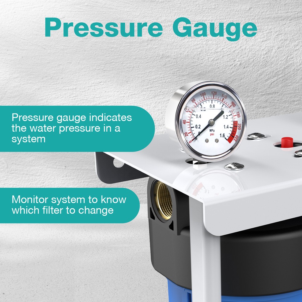 4-Stage 20x4.5" Big Blue Spin Down Sediment Whole House Water Filtration System