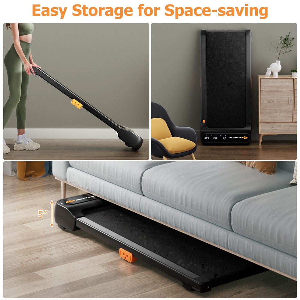 2-in-1 Walking Pad Treadmill Compact Walking Jogging Machine for Home Office