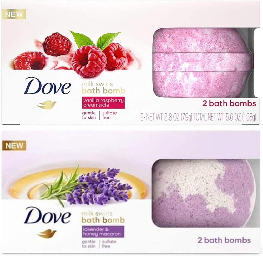 Dove Vanilla Raspberry Creamsicle Bath Bombs Lavender & Honey Macaroon 2 boxes