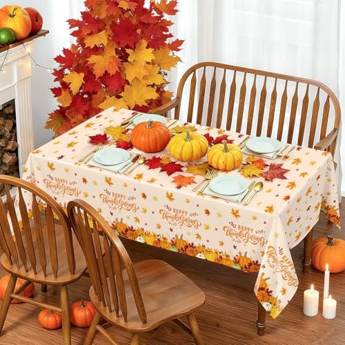 3 Pack Thanksgiving Tablecloth, 108x54inch Fall Thanksgiving Tablecloth