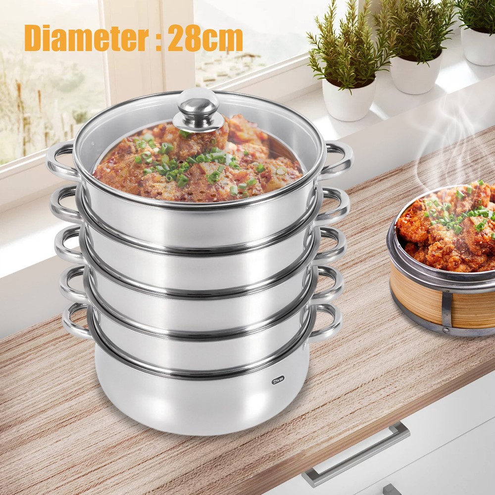 5-Layer Pot Steamer Multi-Layer Cookware Pot Cookware Stainless Steel Pot 28cm
