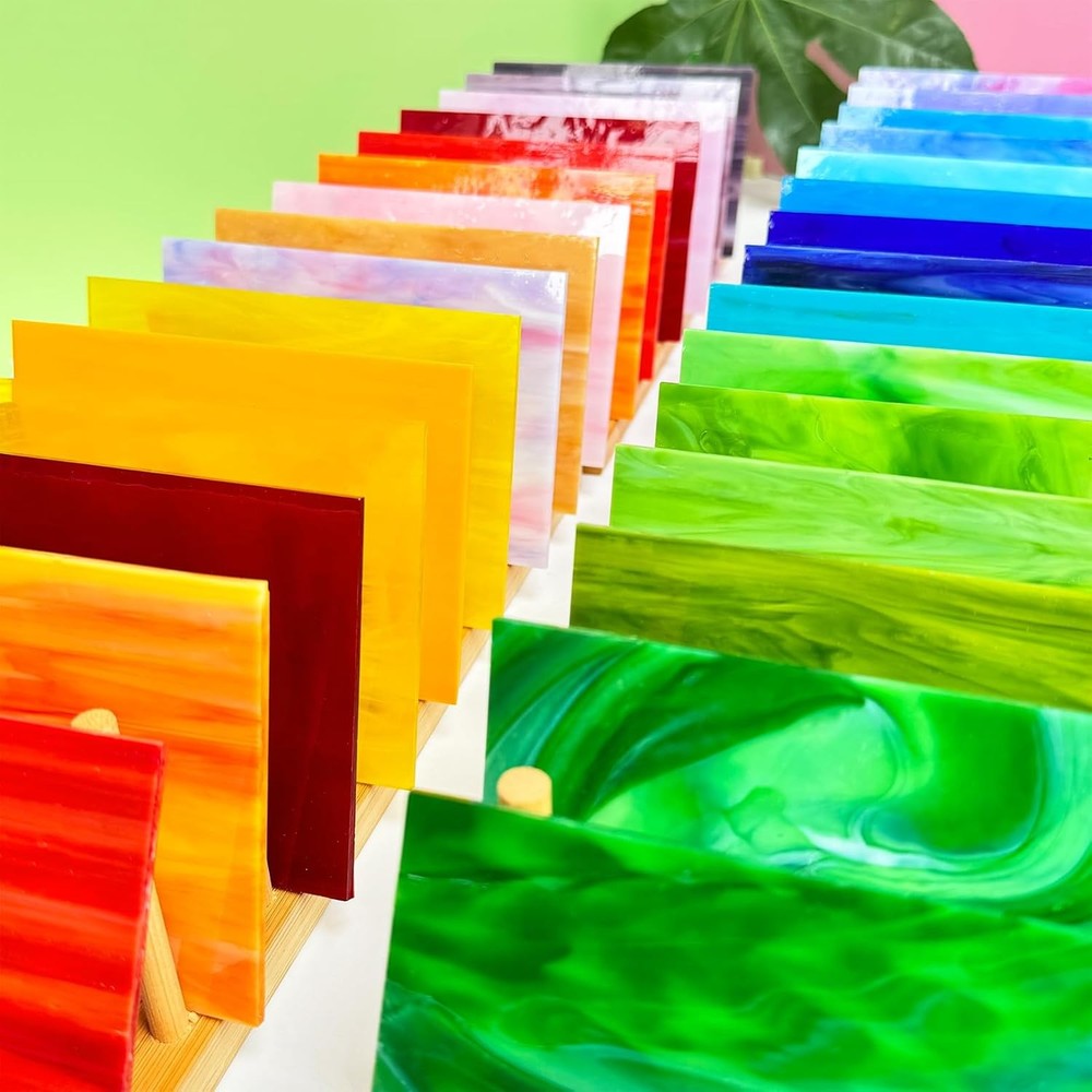 36pc Stained Glass Sheets 6x4in Assorted Colors