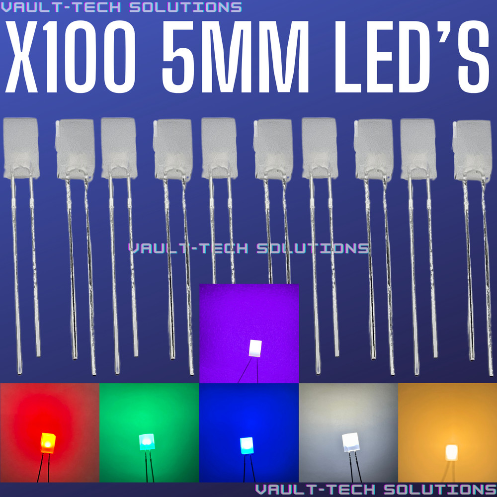 12 Volt Red Green Blue White 5mm LED GM Dash Switches Bulb Replacements 100ct pc