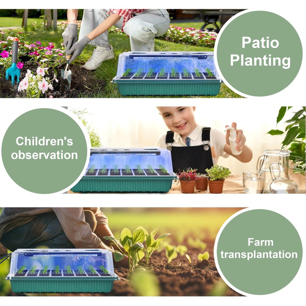 NEWKITS 2-Pack 80 Cell Seed Starter Kit w/ Grow Light, Timer & Humidity Dome