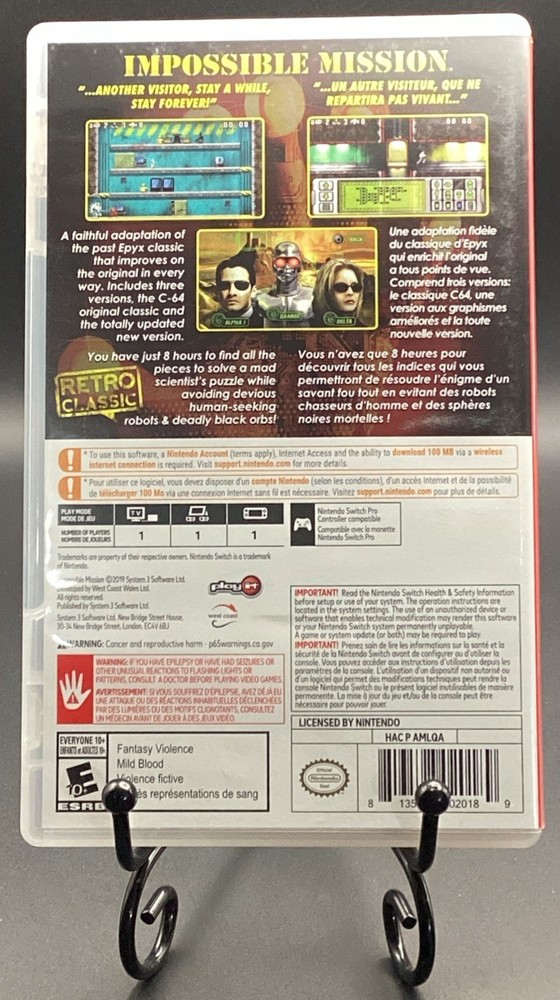 Impossible Mission Nintendo Switch Unused Code No Cartridge