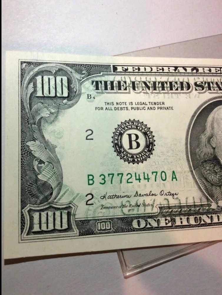 1988 $100 Rare Major Offset Printing Error- Full Back Design on Front- BEP Note