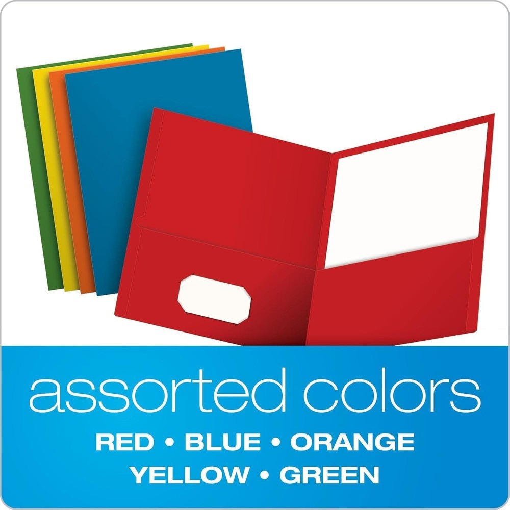 25 Pack Letter Size Two Pocket Folders Assorted Colors