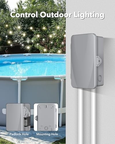 Heavy Duty 24-Hour Programmable Pool Pump Timer, Outdoor Mechanical Timer Box, 2