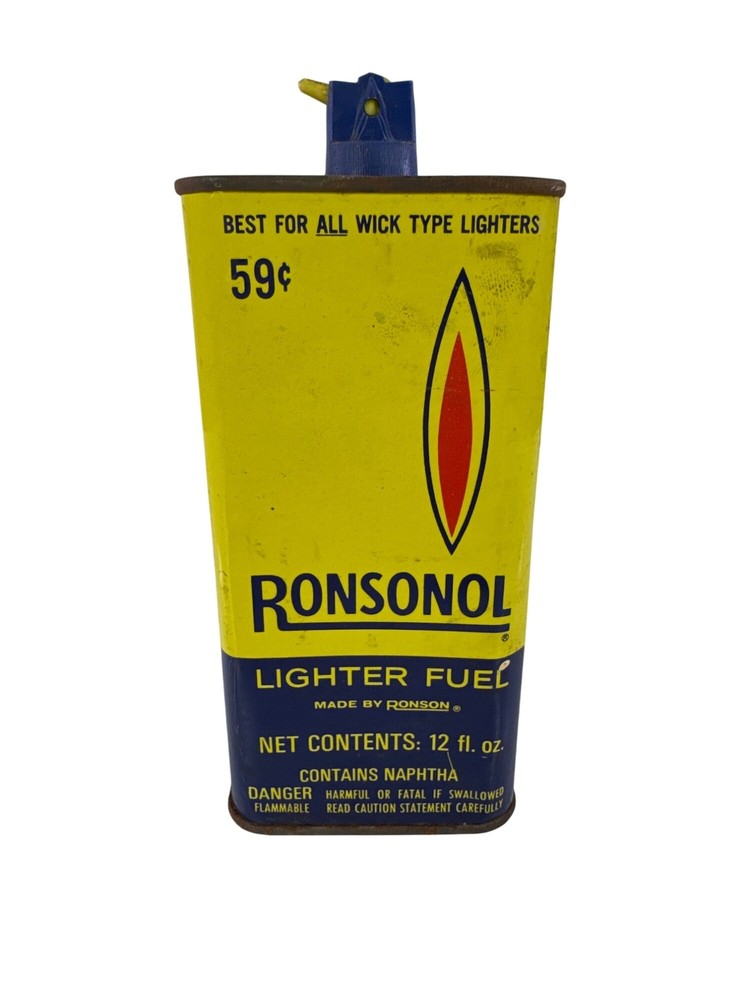 Vintage Ronsonol Lighter Fluid Metal Container Empty 59 Cents