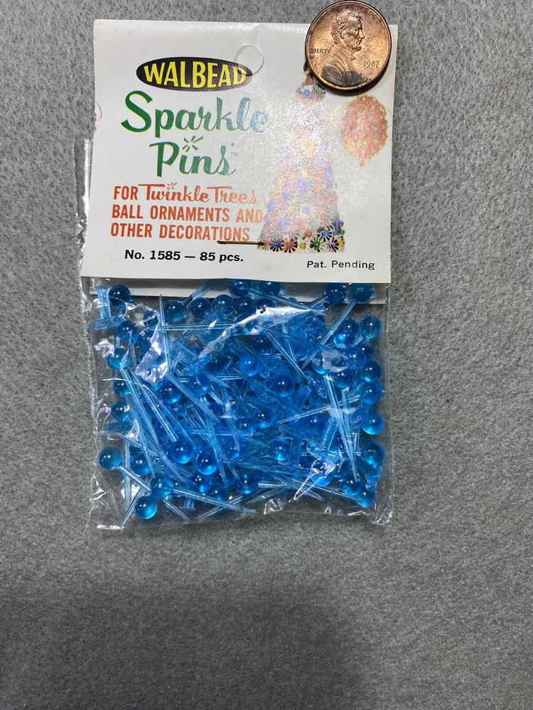 Blue Plastic Translucent Sparkle Push Pins (Sequins Pins) - Vintage