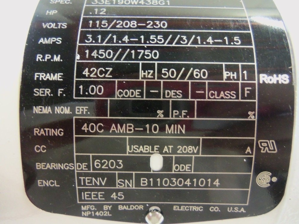 BALDOR 332278 MOTOR NSMP