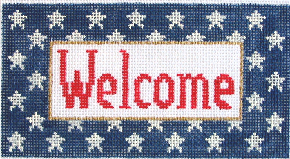 Welcome 14 mesh Hand Painted Needlepoint Canvas