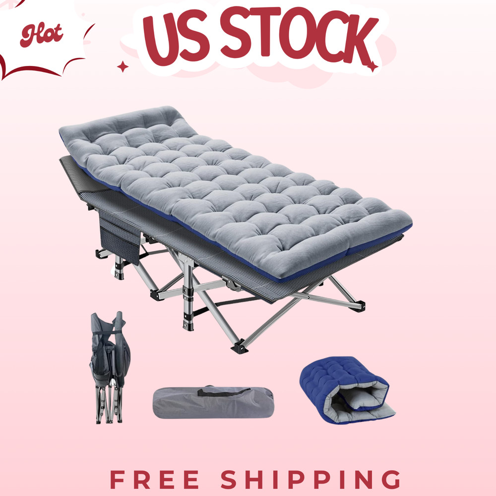 Folding Camping Cot for Adults with Mattress
