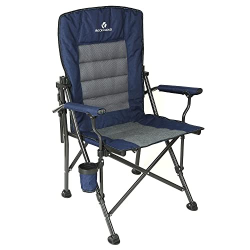 Folding Camping Chair with Storage Pocket and Adjustable Lumbar Support, Navy