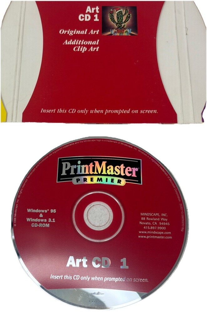 PrintMaster Premier Program (Windows 95 & 3.1 CD-ROM) 1998 Mindscape 4 Disc Set