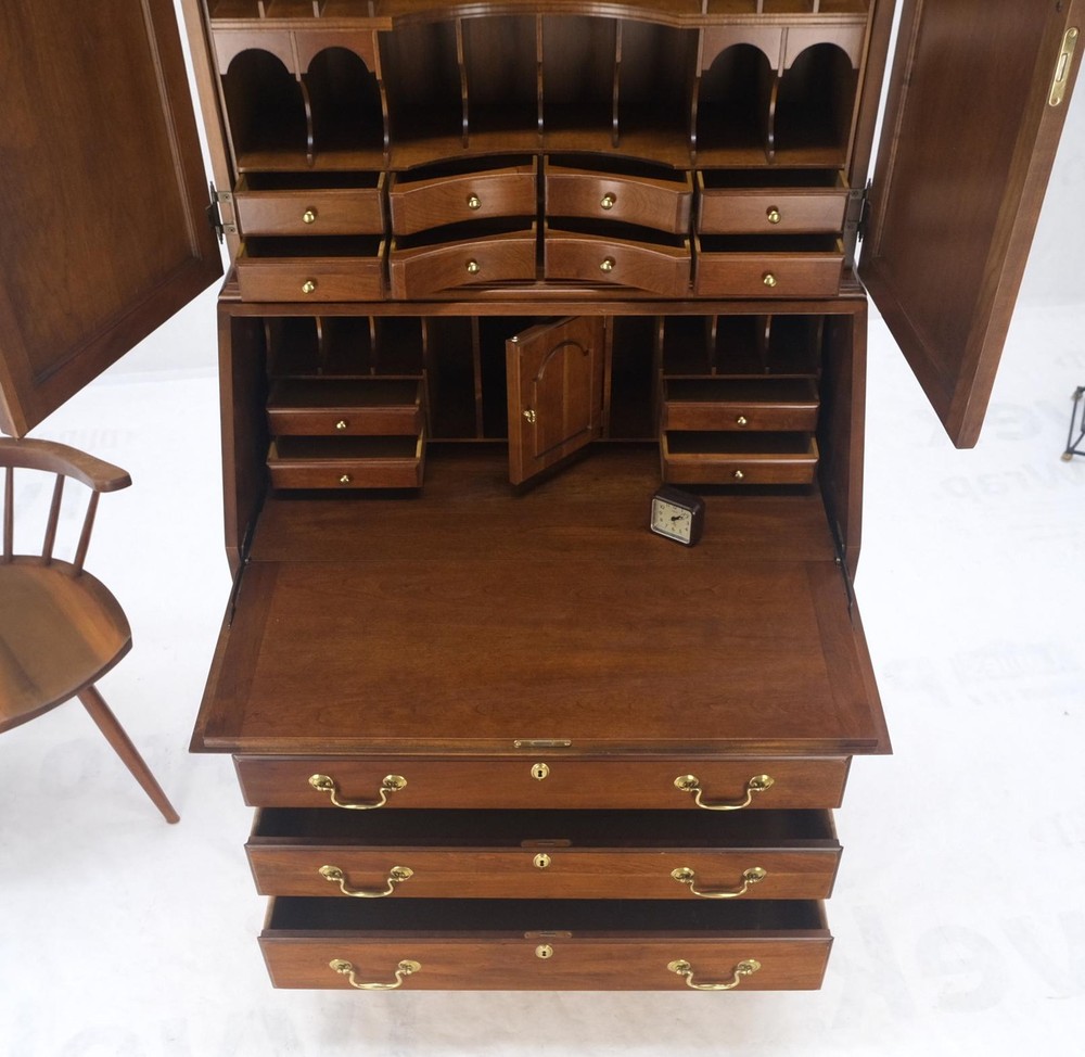 Solid Cherry Multi Compartment Drop Front Secretary Desk w/ Drawer File Cabinet