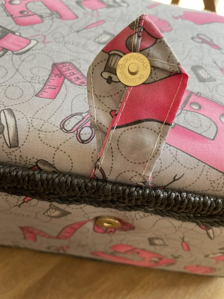Pink Grey And Black Sewing Basket