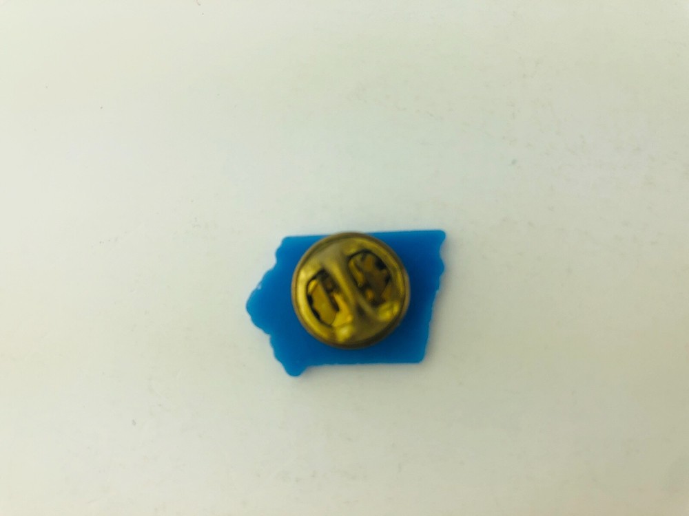Iowa Lapel Hat Pin Small Plastic Blue