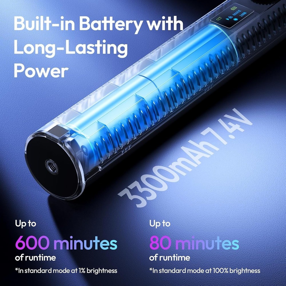 Portable RGB Handheld Light Wand with 20 Dimmable Effects & Diffuser Included