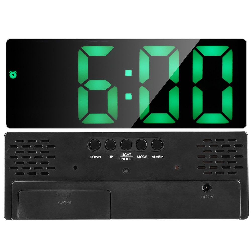 Electronic Clock LED Digital Mirror Alarm Clocks Battery PlugIn DualUse 0712