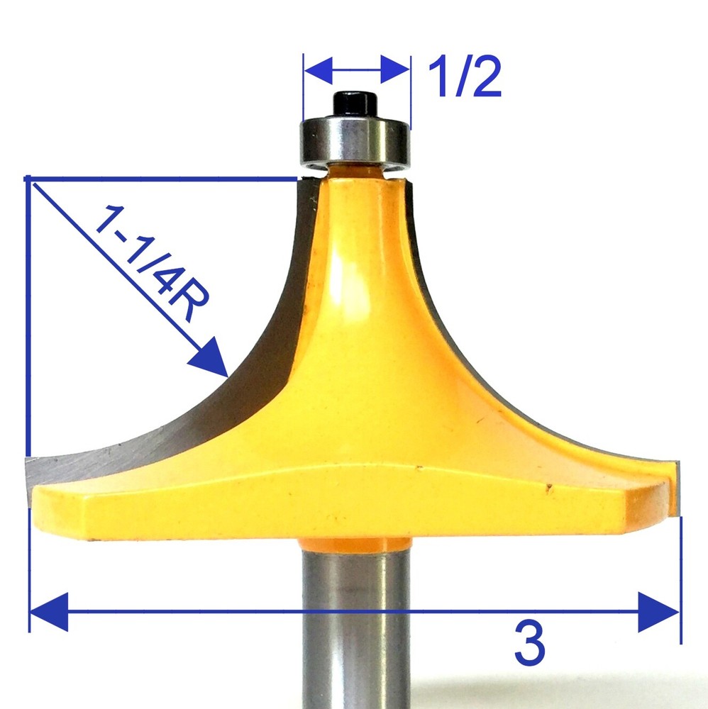 1pc 1/2" SH 1-1/4" Radius Round Over Router Bit S