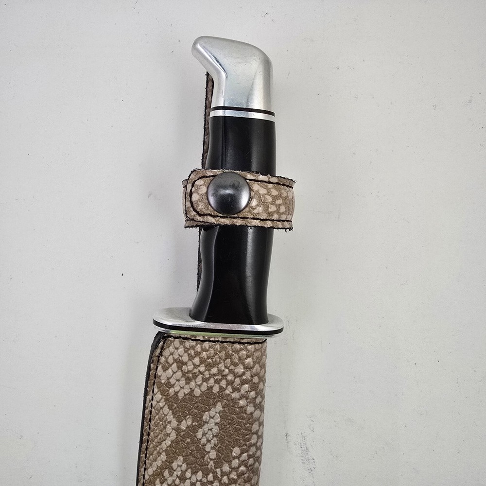 Buck Knives 119 Sheath Right Pull Faux Beige python skin leather sheath only