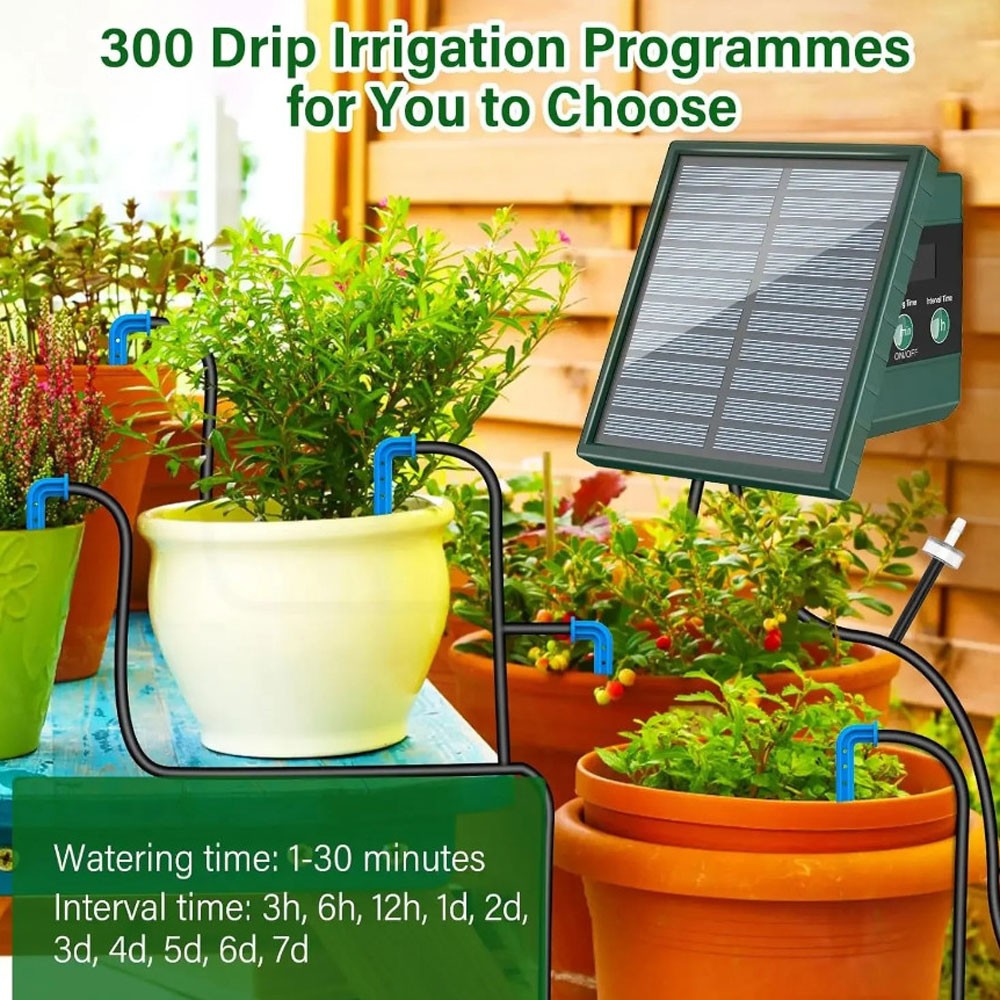 1 SET Solar Automatic Drip Irrigation System with Hose & Timer for Garden