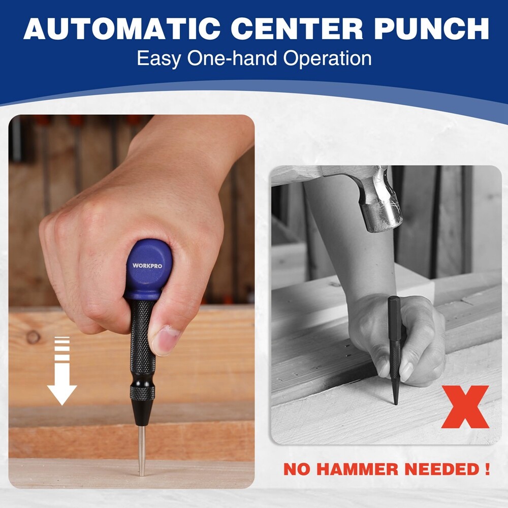 WORKPRO 5"Automatic Center Punch for Metal Adjustable Spring Loaded Center Punch