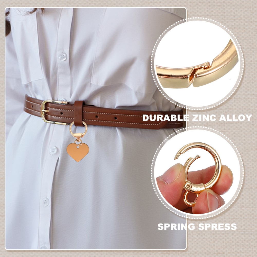 10 Pcs Round Spring Snap Hooks, Trigger O Rings Buckle Light Gold