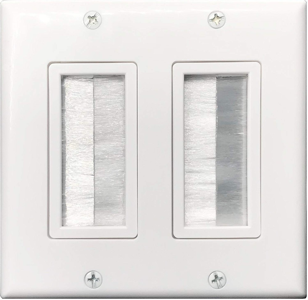 Audio Video Wall Plate Double Brush Universal Wallplate