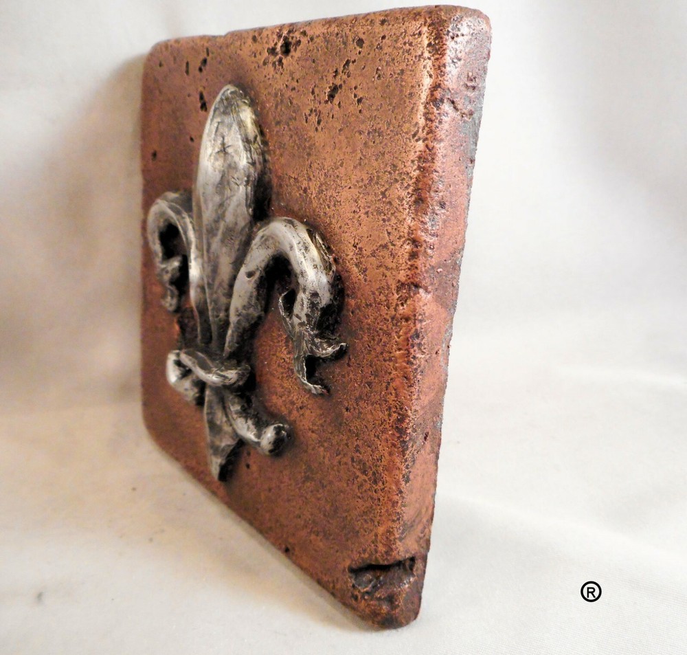 COPPER/ALUMINUM FLEUR D' LIS 4"X4" DECORATIVE WALL TILE