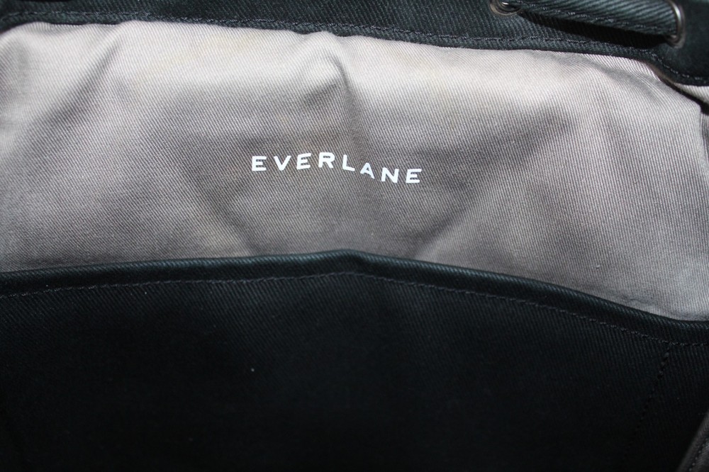 EVERLANE THE MODERN SNAP UNISEX BLACK CANVAS BACKPACK LEATHER EUC