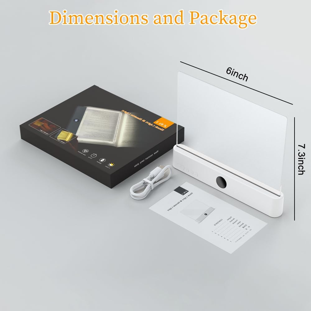 Rechargeable LED Book Light with Timer, 3 Colors, Dimmable, Ideal for Readers