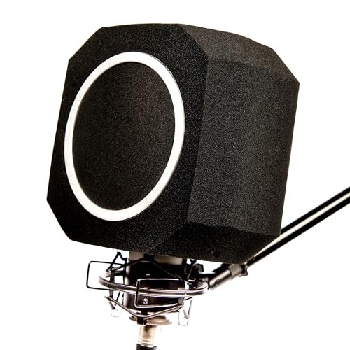 Microphone Isolation Shield with High-Density Foam – Adjustable Sound black