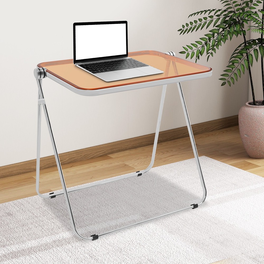 Clear Foldable Side Table Tiny Desk For Home Office Small Indoor Computer Desk