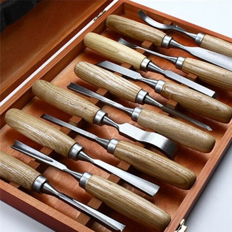 12 Pcs Wood Carving Hand Chisel Tool Set Woodworking Professional Gouges NEW